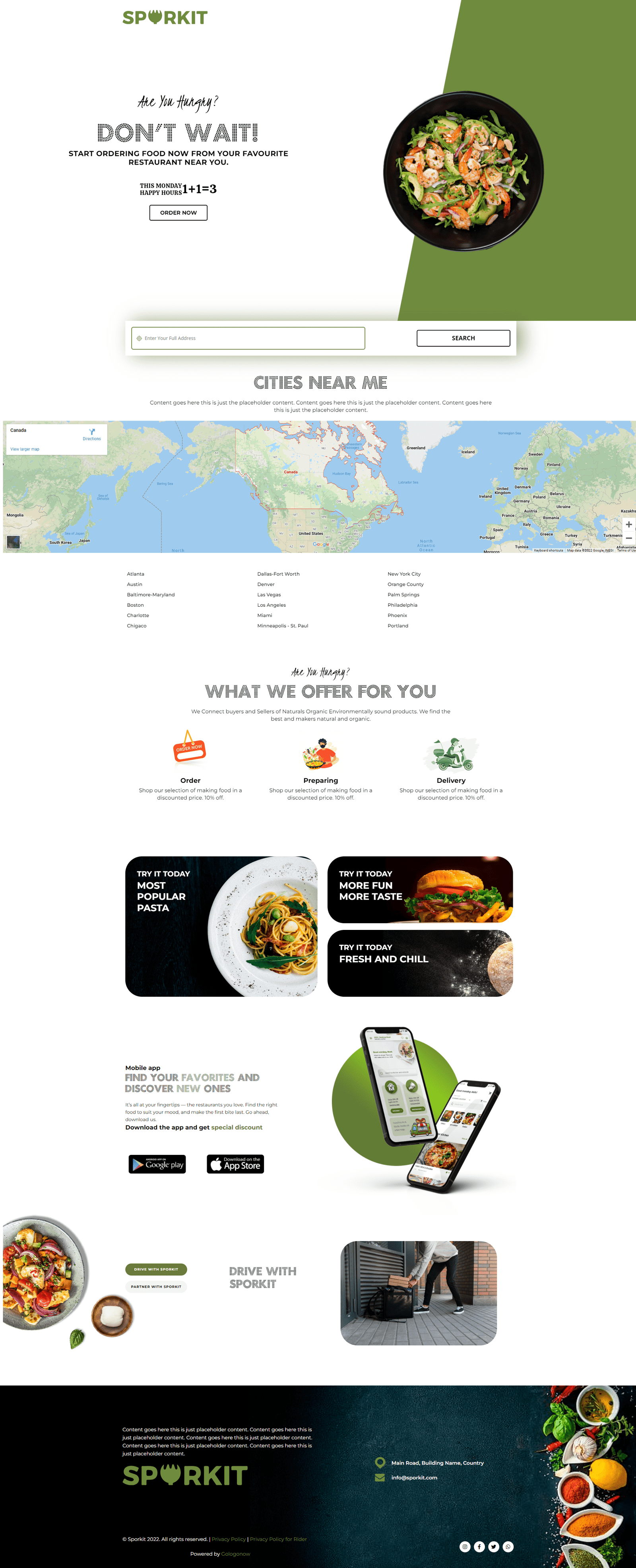 Food website design portfolio project