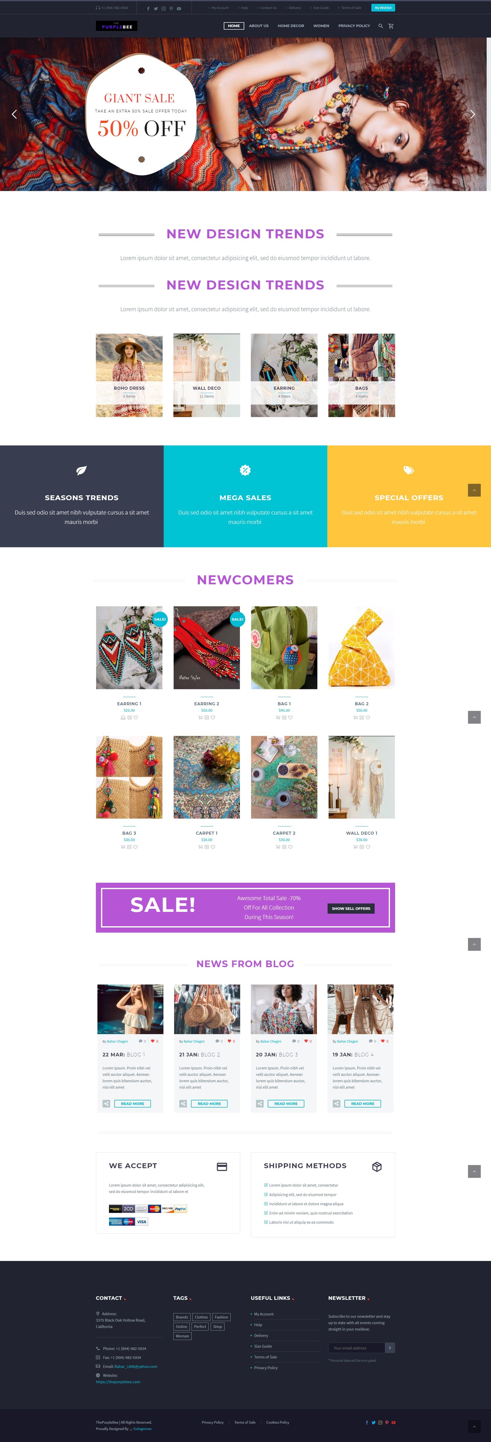 Fashion store website design portfolio project