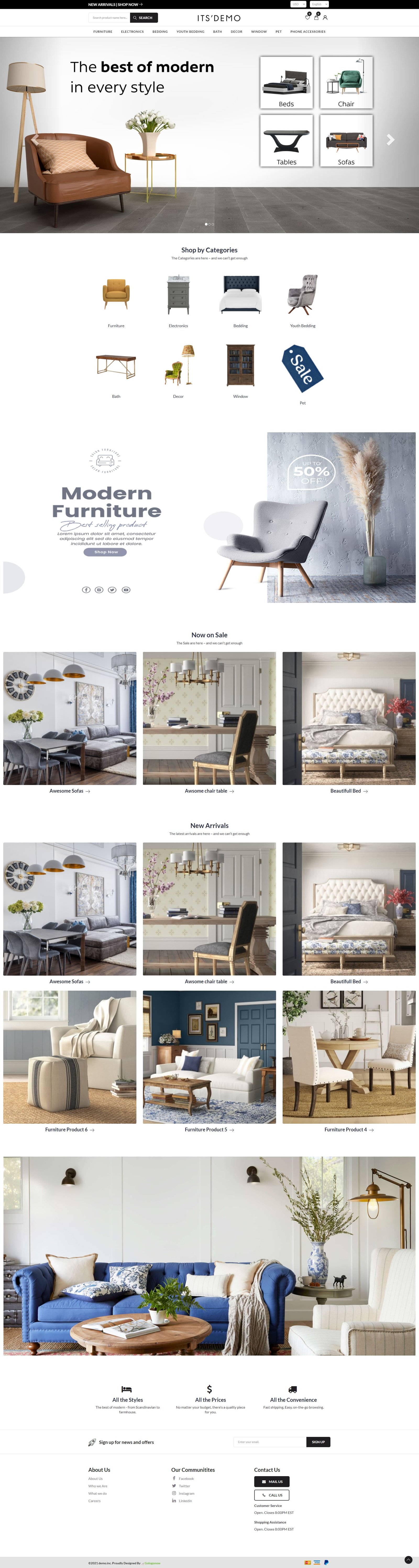 Modern home decor website design portfolio project