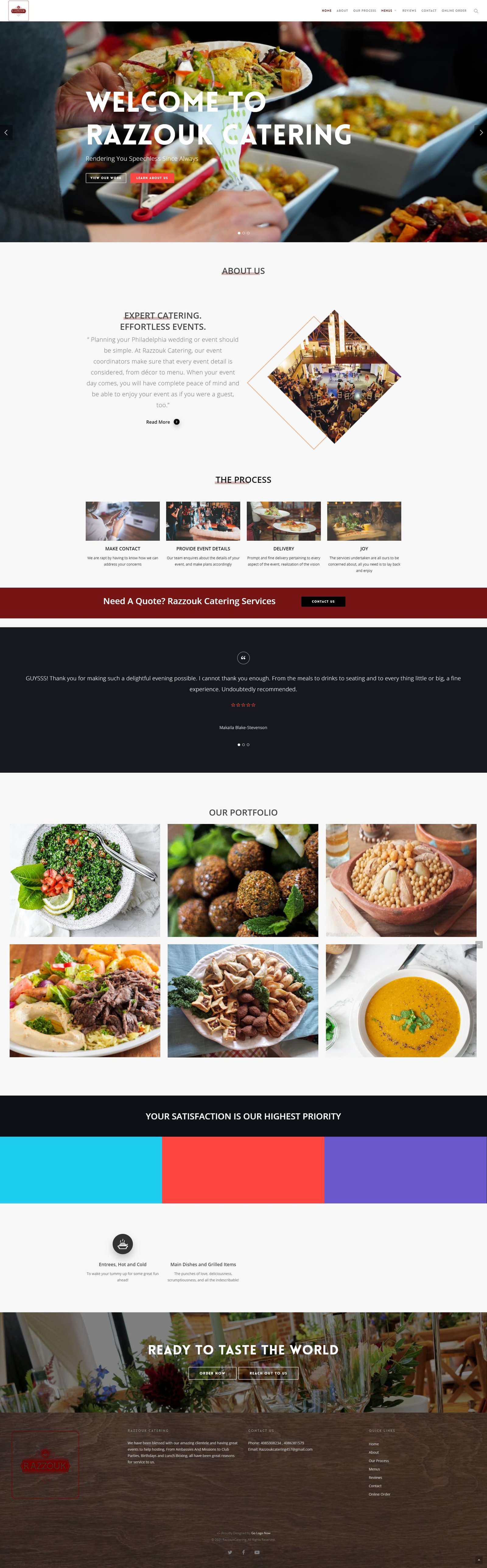 Catering website design portfolio project